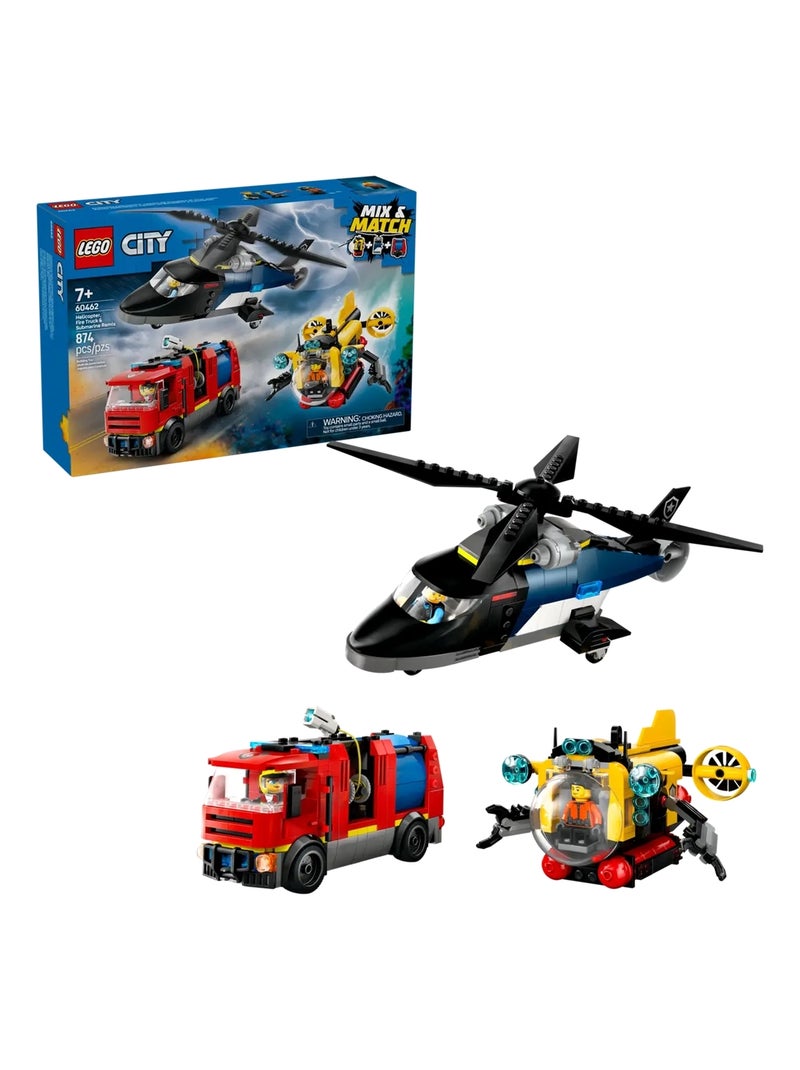 Hélicoptère camion de pompiers et sous-marin Multicolore - Kiabi