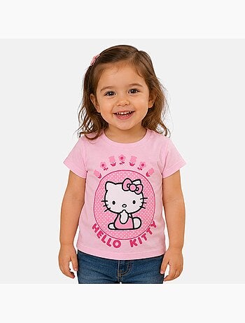 Hello kitty - t-shirt manches courtes imprimé, col rond