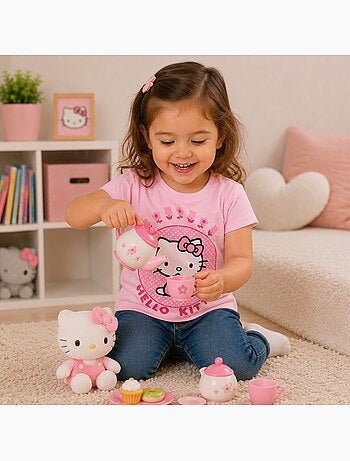 Hello kitty - t-shirt manches courtes imprimé, col rond