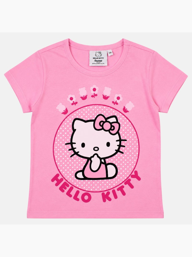 Hello kitty - t-shirt manches courtes imprimé, coupe droite et col rond Rose - Kiabi
