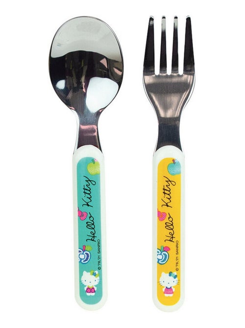 Hello Kitty Acidulee Ensemble Couverts Inox (Fourchette, Cuillere) - Kiabi