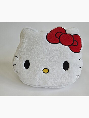 Hello kitty coussin chauffe-mains 3d fausse fourrure blanc 37x32 cm
