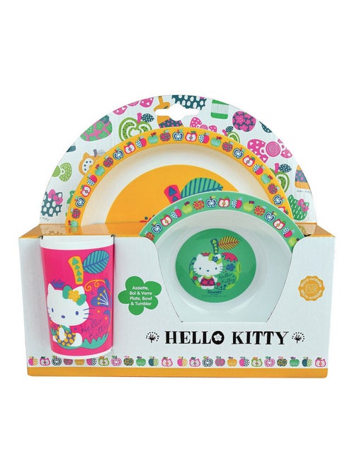 Hello Kitty ensemble repas pour enfant comprenant une assiette ø 22 cm, un bol ø 16 cm et un verre ø - Kiabi
