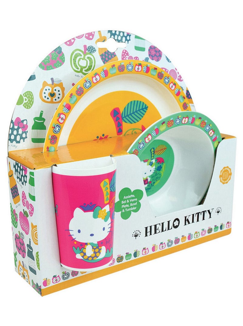 Hello Kitty ensemble repas pour enfant comprenant une assiette ø 22 cm, un bol ø 16 cm et un verre ø Multicolore - Kiabi