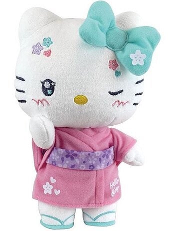 Hello Kitty Kimono Kawaï Peluche +- 22 cm - JEMINI - Version kawaï avec kimono rose et tongs.