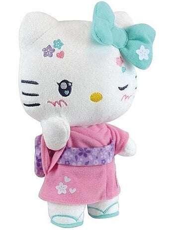 Hello Kitty Kimono Kawaï Peluche +- 22 cm - JEMINI - Version kawaï avec kimono rose et tongs.