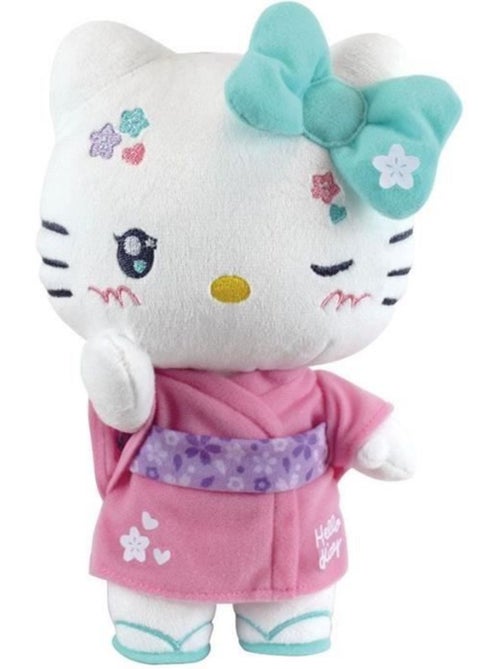 Hello Kitty Kimono Kawaï Peluche +- 22 cm - JEMINI - Version kawaï avec kimono rose et tongs. - Kiabi