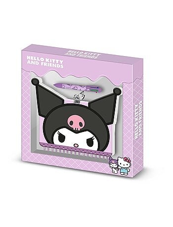Hello Kitty Kuromi Face Pack de Journal Kawaii + Stylo 6 Couleurs, Lilas