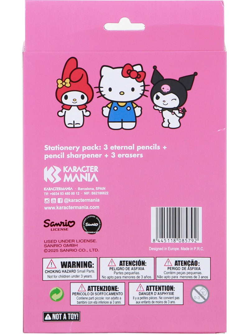 Hello Kitty Mix Pack de 3 Crayons Éternels + 3 Gommes + Taille-crayon, Rose Rose - Kiabi