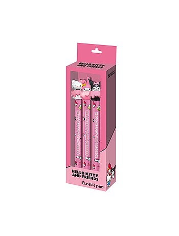 Hello Kitty Mix Pack de 3 Stylos Gel Effaçables, Rose