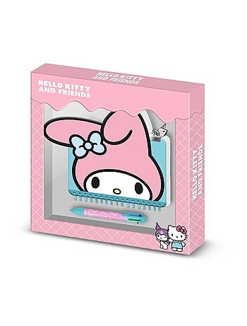Hello Kitty My Melody Face Pack de Journal Kawaii + Stylo 6 Couleurs, Rose