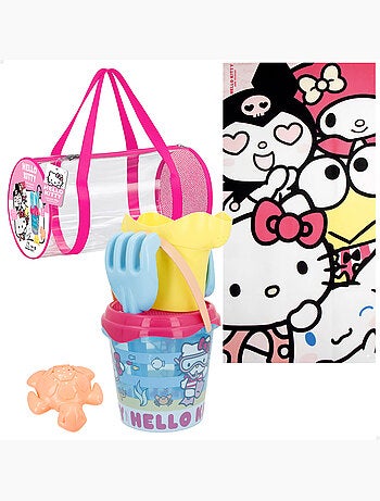 Hello kitty set de seaux de plage avec accessoires serviette et sac