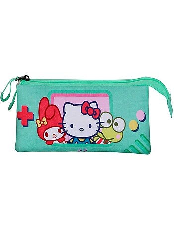 Hello Kitty Videogame Trousse Triple, Turquoise