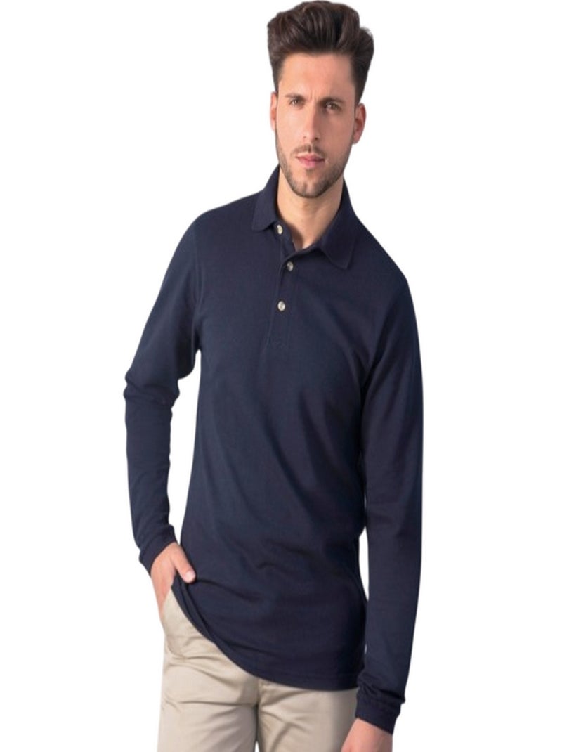 Henbury - Polo manches longues Bleu marine - Kiabi