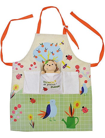 Hérisson Silence ça pousse tablier du jardinier avec peluche Hérisson- Haut 13 cm