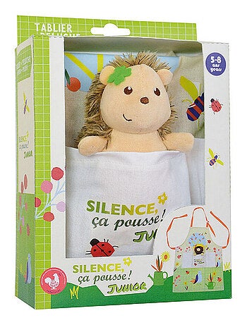 Hérisson Silence ça pousse tablier du jardinier avec peluche Hérisson- Haut 13 cm
