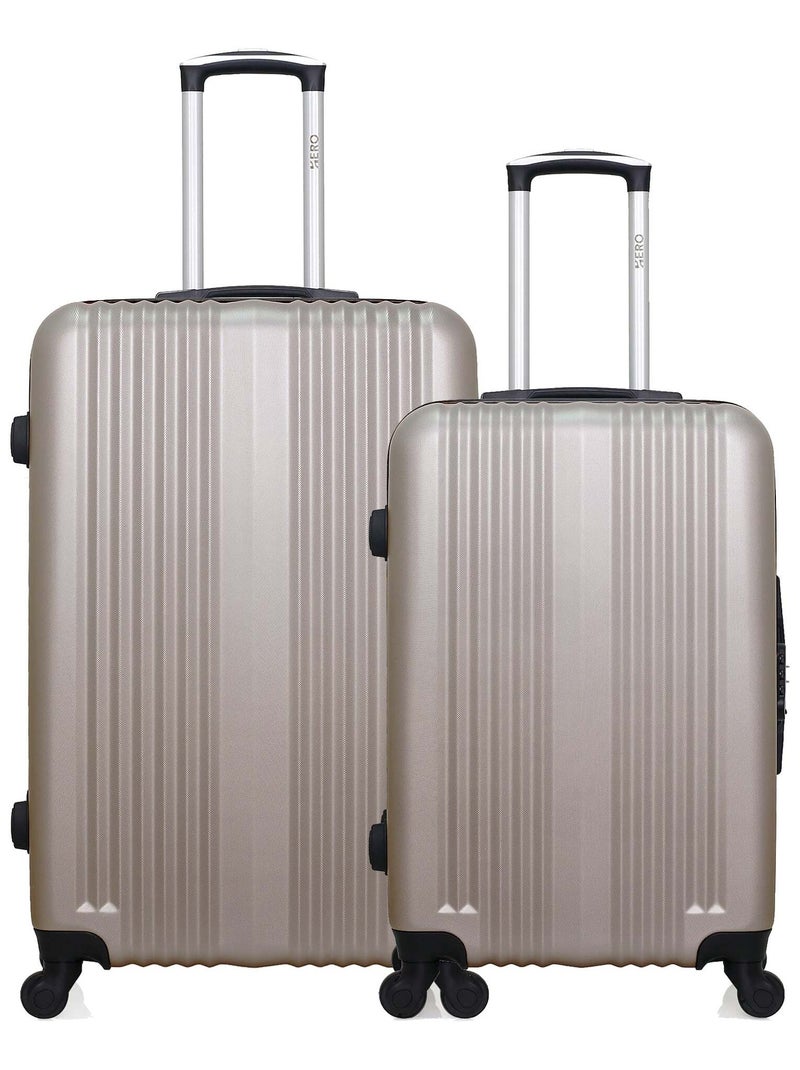 HERO - Lot de 2 - Valise grand format et valise weekend LIPARI Beige - Kiabi