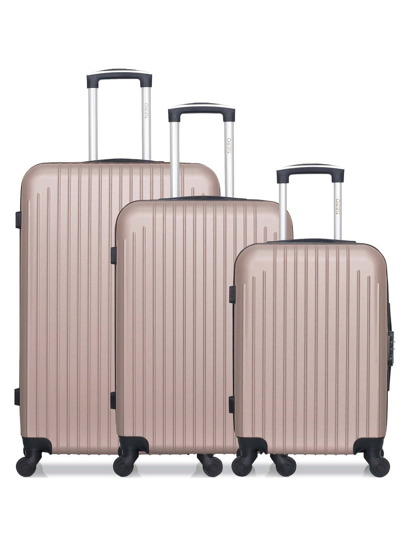HERO - Lot de 3 - Valise grand format, valise weekend et valise cabine CARPATES Rose clair - Kiabi