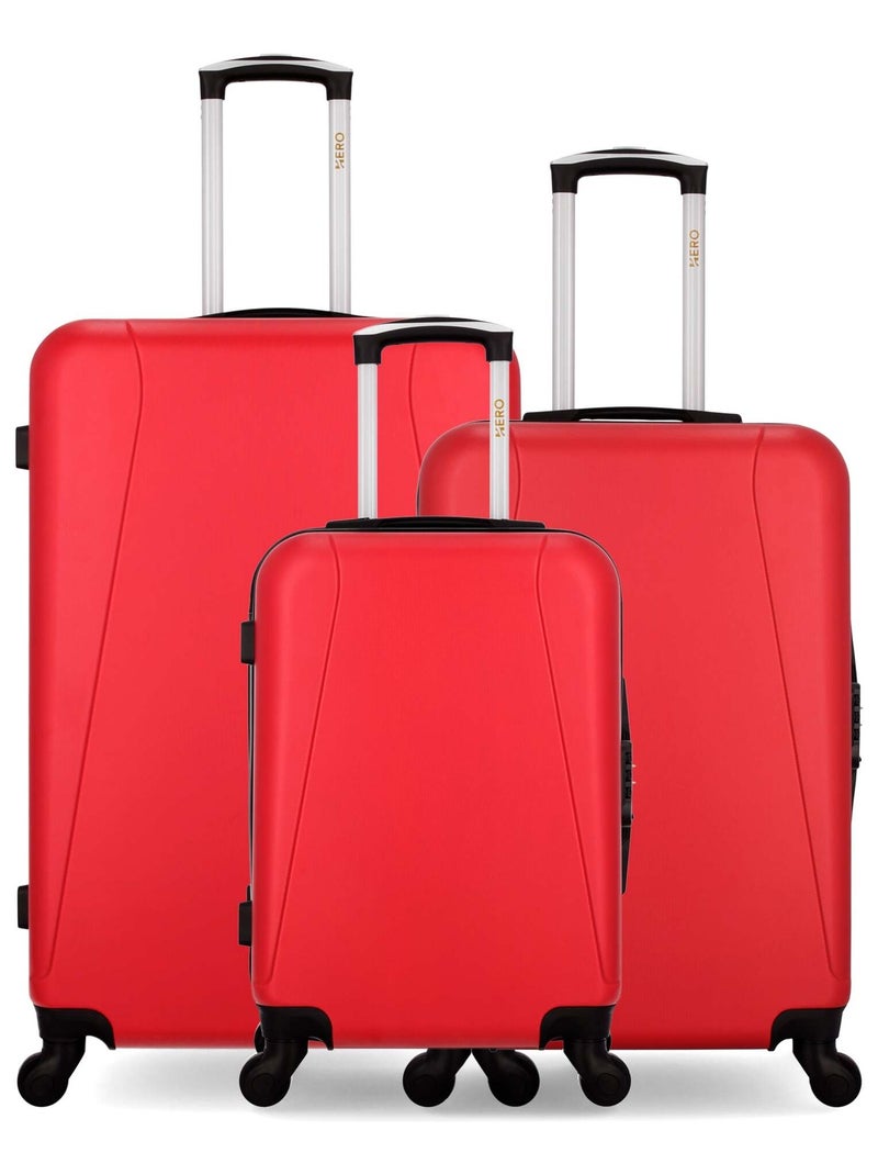 HERO - Lot de 3 - Valise grand format, valise weekend et valise cabine LANZAROTE Rouge - Kiabi