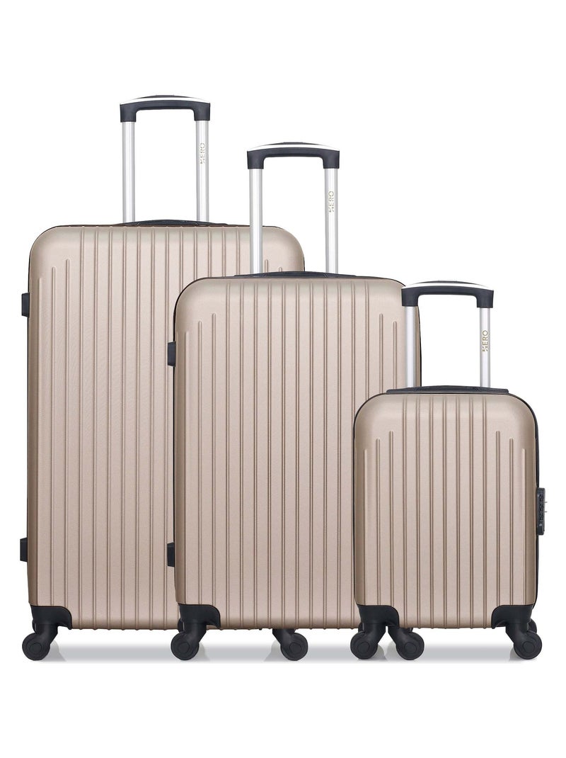 HERO - Lot de 3 - Valise Grand format, valise weekend et valise cabine XXS CARPATES Beige - Kiabi