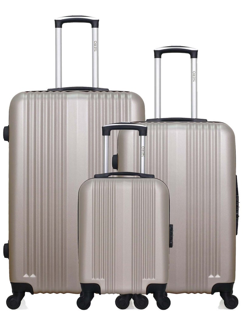 HERO - Lot de 3 - Valise Grand format, valise weekend et valise cabine XXS LIPARI Beige - Kiabi