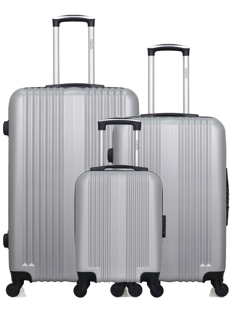 HERO - Lot de 3 - Valise Grand format, valise weekend et valise cabine XXS LIPARI Gris - Kiabi