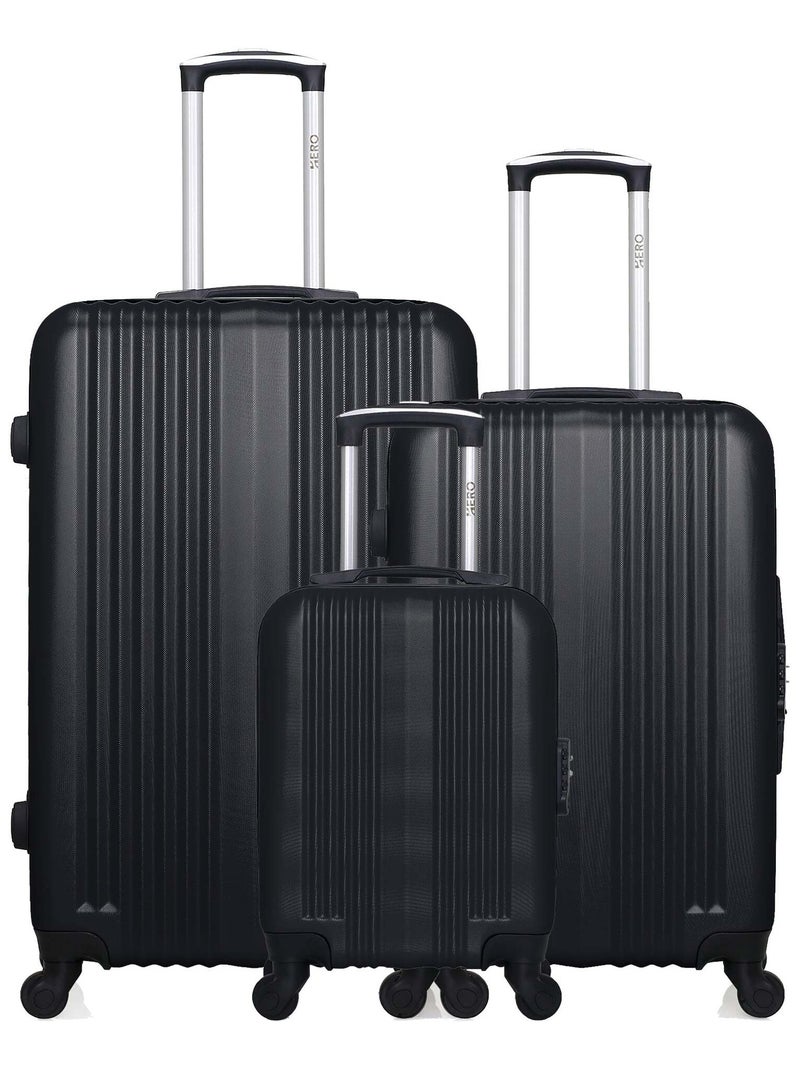 HERO - Lot de 3 - Valise Grand format, valise weekend et valise cabine XXS LIPARI Noir - Kiabi