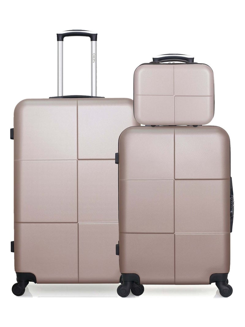 HERO - Lot de 3 - Valise grand format, valise weekend et vanity CORONADO Rose clair - Kiabi