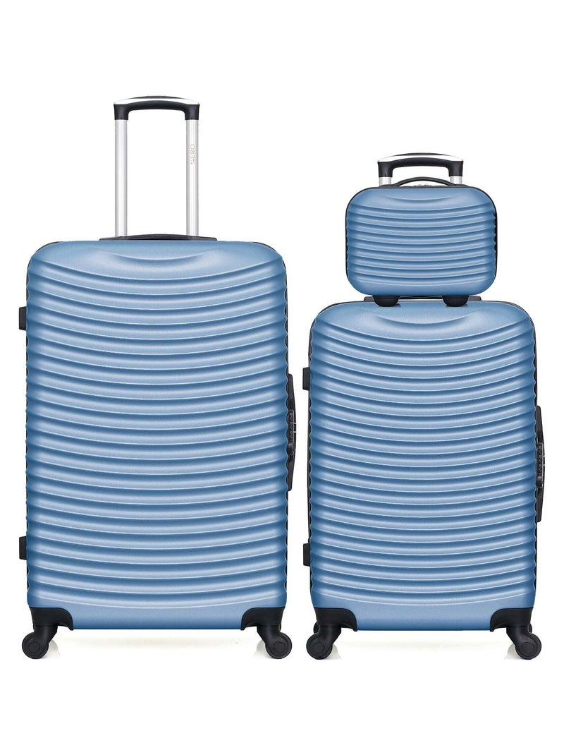 HERO - Lot de 3 - Valise grand format, valise weekend et vanity ETNA Bleu clair - Kiabi