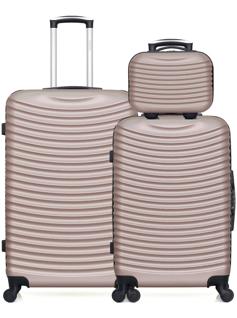 HERO - Lot de 3 - Valise grand format, valise weekend et vanity ETNA Rose clair - Kiabi