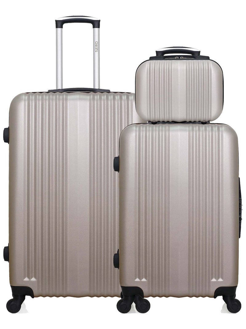 HERO - Lot de 3 - Valise grand format, valise weekend et vanity LIPARI Beige - Kiabi