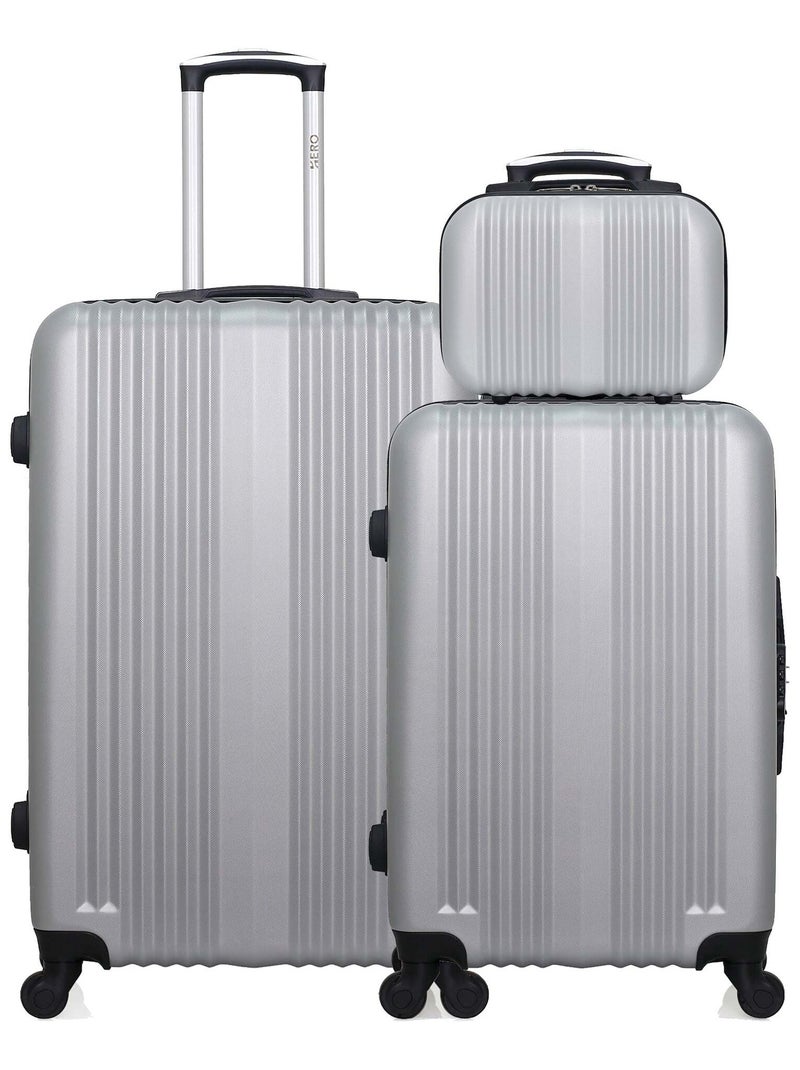 HERO - Lot de 3 - Valise grand format, valise weekend et vanity LIPARI Gris - Kiabi