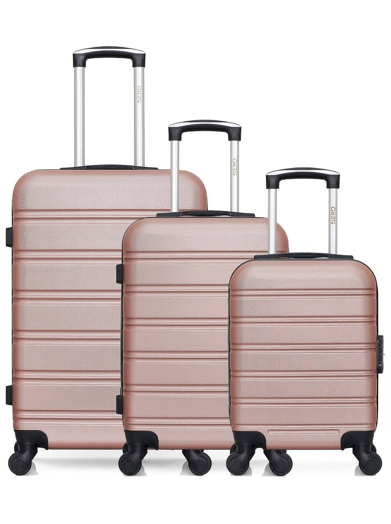 HERO - LOT DE 3 - VALISE WEEKEND , VALISE CABINE ET VALISE CABINE XXS RENOSO Rose clair - Kiabi