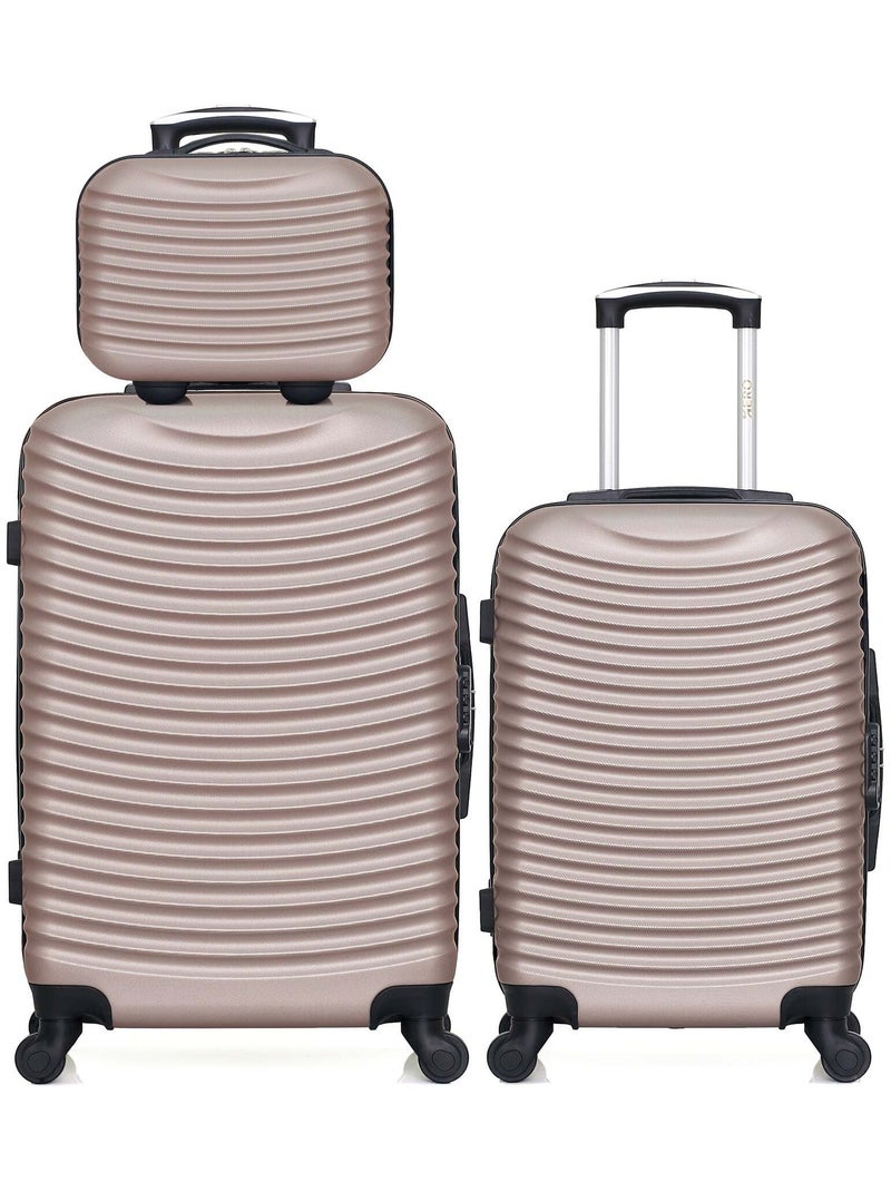 HERO - Lot de 3 - Valise weekend, valise cabine et vanity ETNA Rose clair - Kiabi