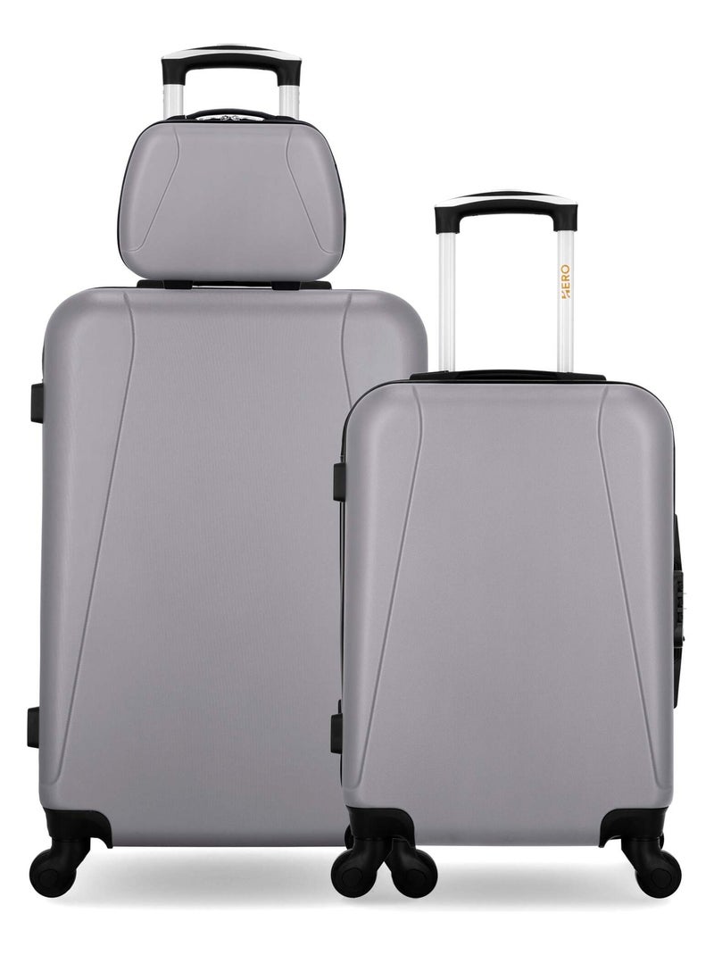 HERO - Lot de 3 - Valise weekend, valise cabine et vanity LANZAROTE Gris - Kiabi