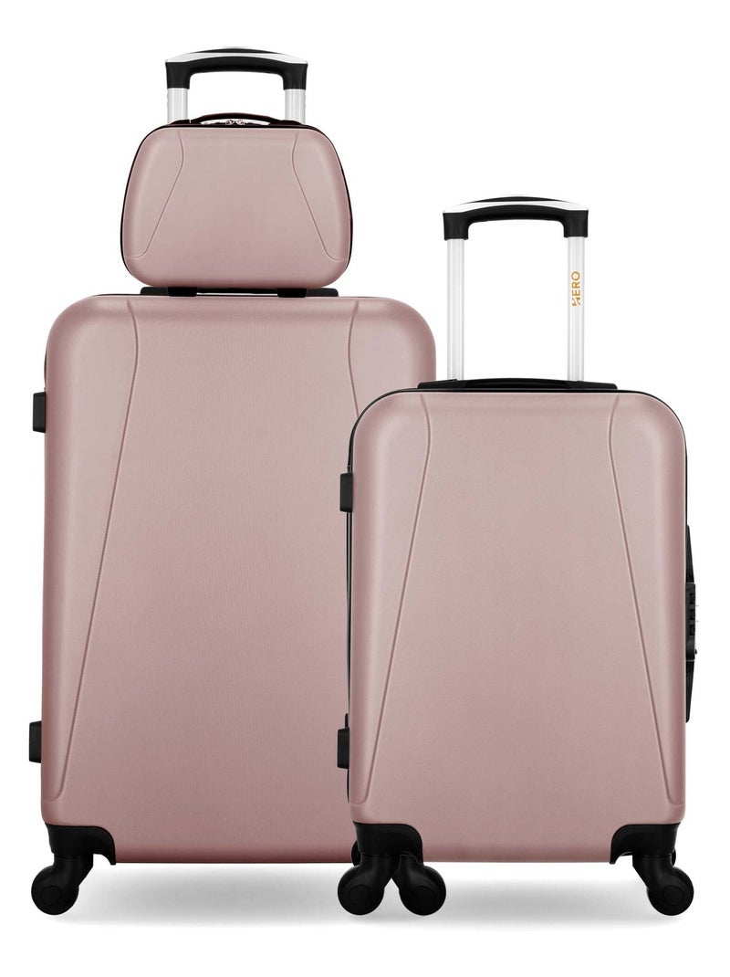 HERO - Lot de 3 - Valise weekend, valise cabine et vanity LANZAROTE Rose clair - Kiabi