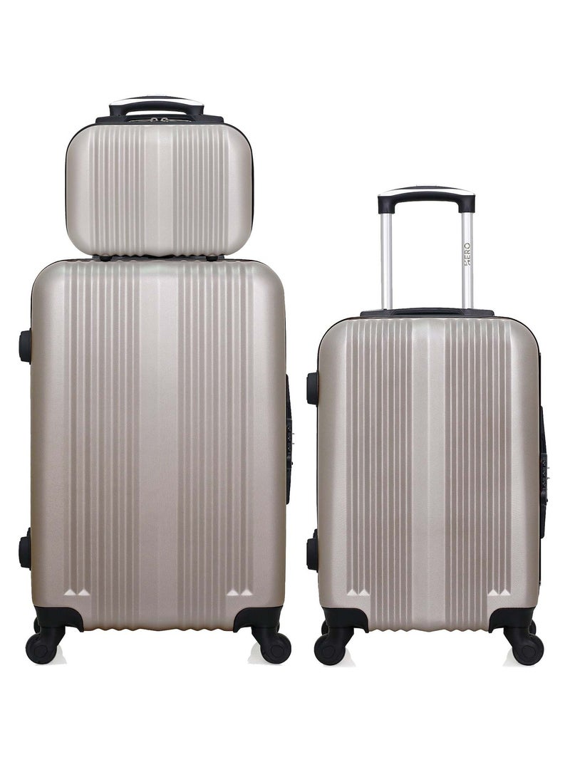 HERO - Lot de 3 - Valise weekend, valise cabine et vanity LIPARI Beige - Kiabi