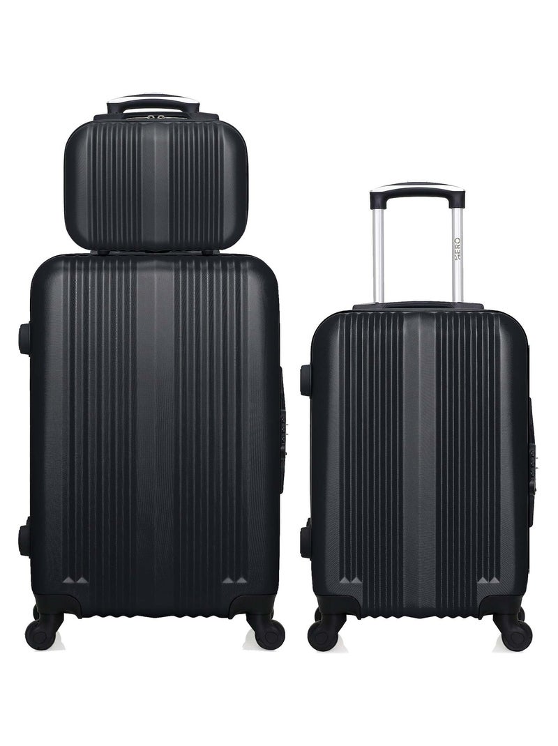 HERO - Lot de 3 - Valise weekend, valise cabine et vanity LIPARI Noir - Kiabi