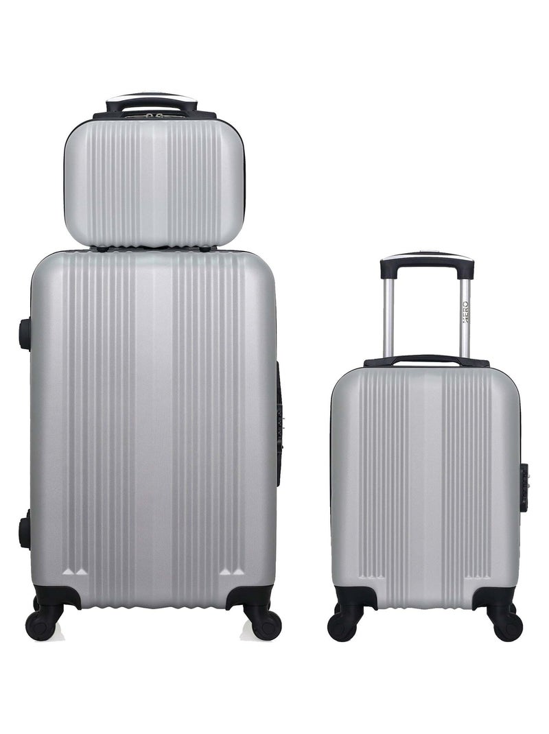 HERO - Lot de 3 - Valise Weekend, valise cabine XXS et vanity LIPARI Gris - Kiabi