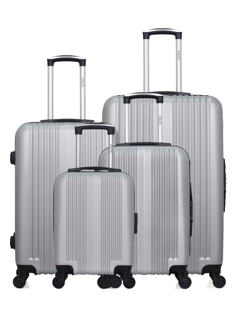 HERO - Lot de 4 - Valise grand format, valise weekend, valise cabine, valise cabine XXS LIPARI Gris - Kiabi