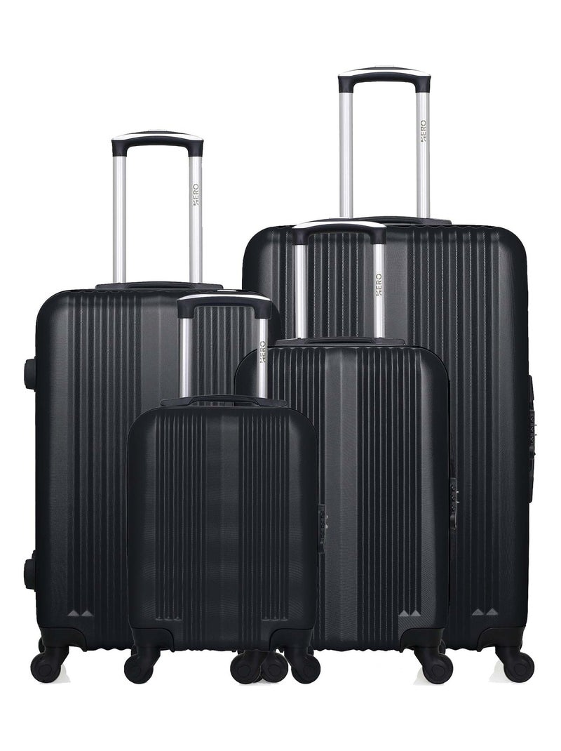 HERO - Lot de 4 - Valise grand format, valise weekend, valise cabine, valise cabine XXS LIPARI Noir - Kiabi