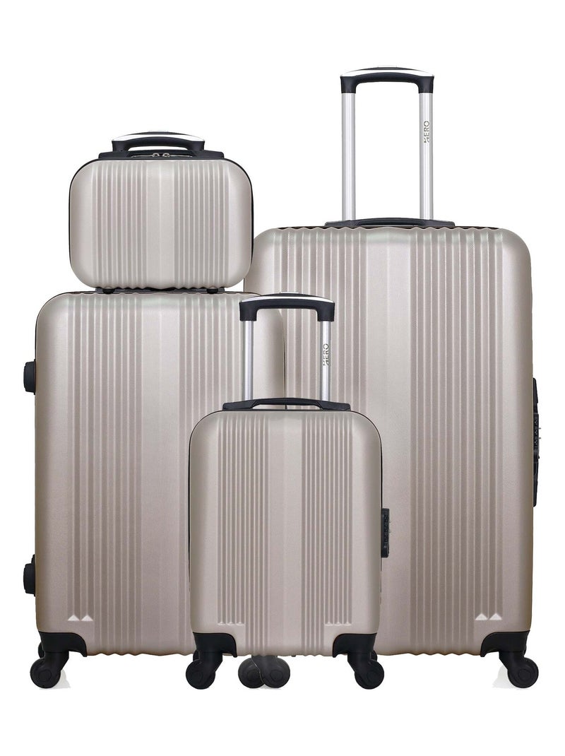 HERO - Lot de 4 - Valise grand format, valise weekend, valise cabine XXS et vanity LIPARI Beige - Kiabi