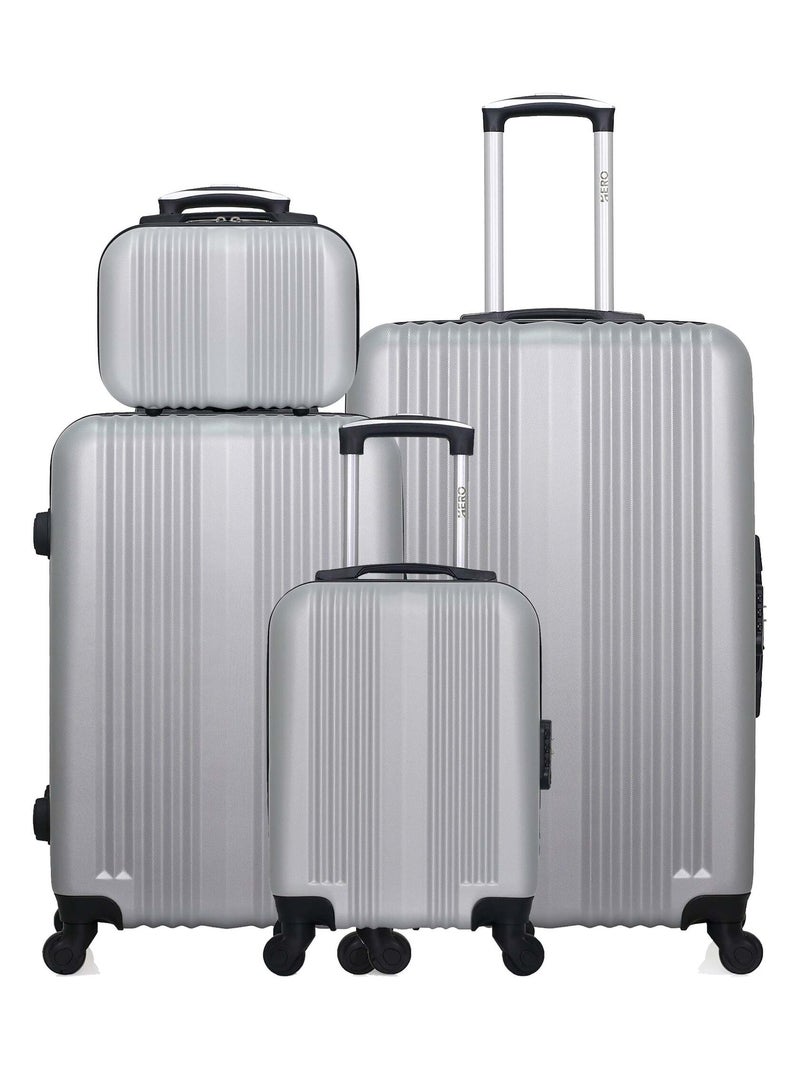 HERO - Lot de 4 - Valise grand format, valise weekend, valise cabine XXS et vanity LIPARI Gris - Kiabi