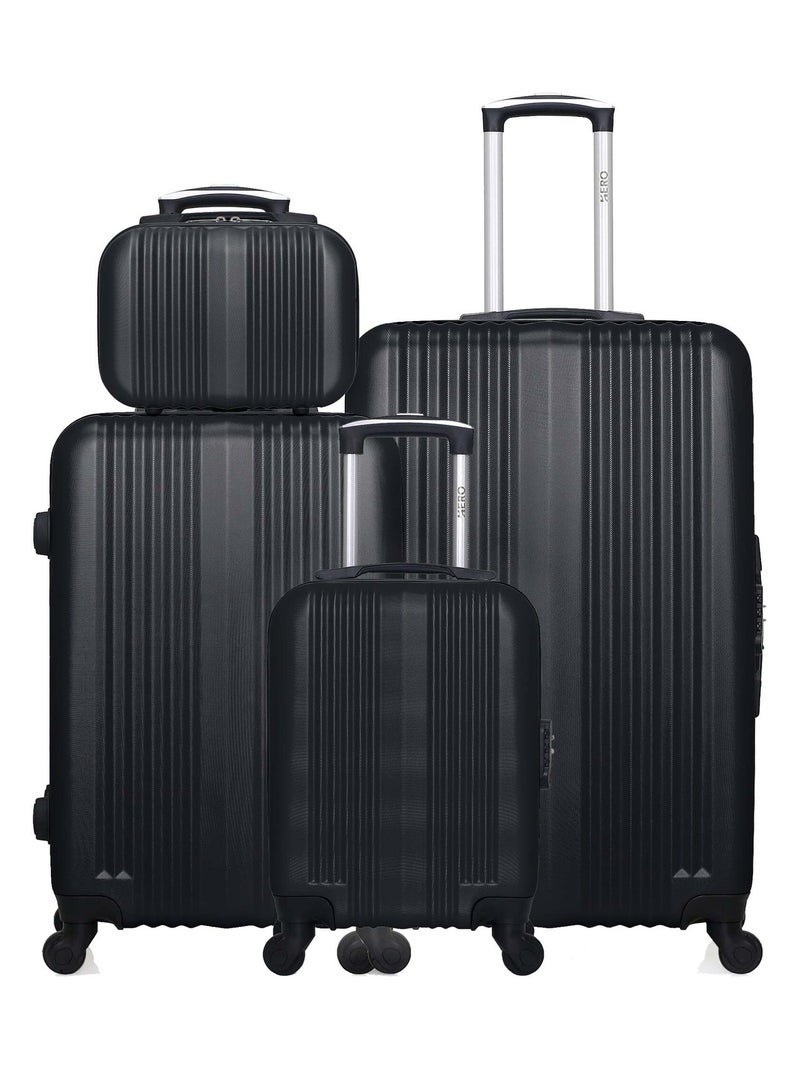 HERO - Lot de 4 - Valise grand format, valise weekend, valise cabine XXS et vanity LIPARI Noir - Kiabi