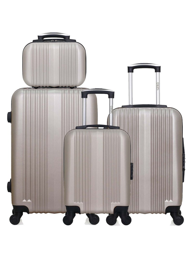 HERO - Lot de 4 - Valise Weekend, valise cabine, valise cabine XXS et vanity LIPARI Beige - Kiabi