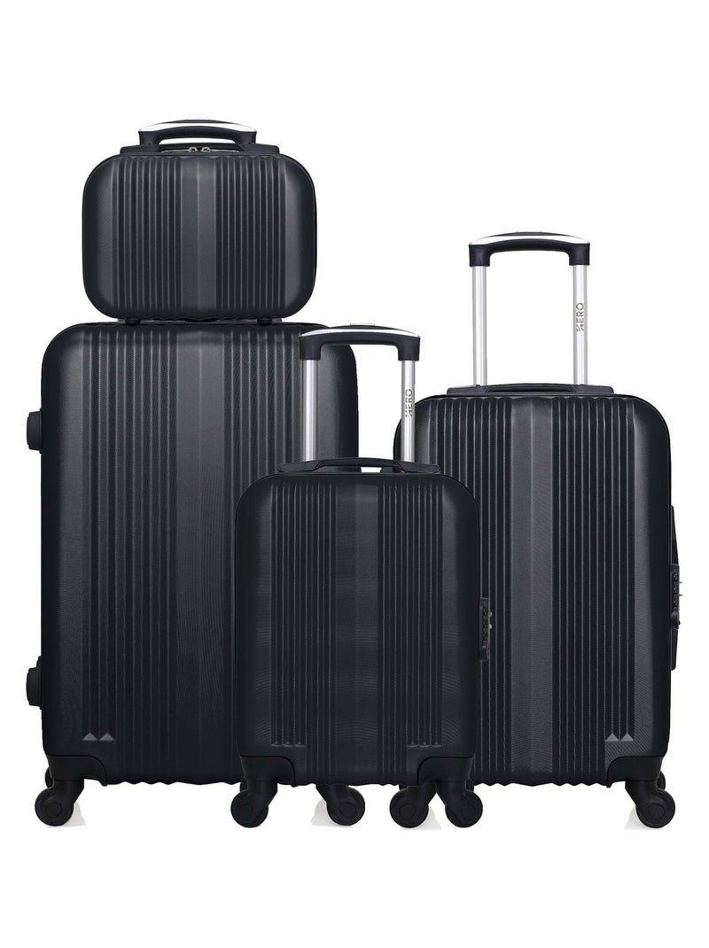 HERO - Lot de 4 - Valise Weekend, valise cabine, valise cabine XXS et vanity LIPARI Noir - Kiabi