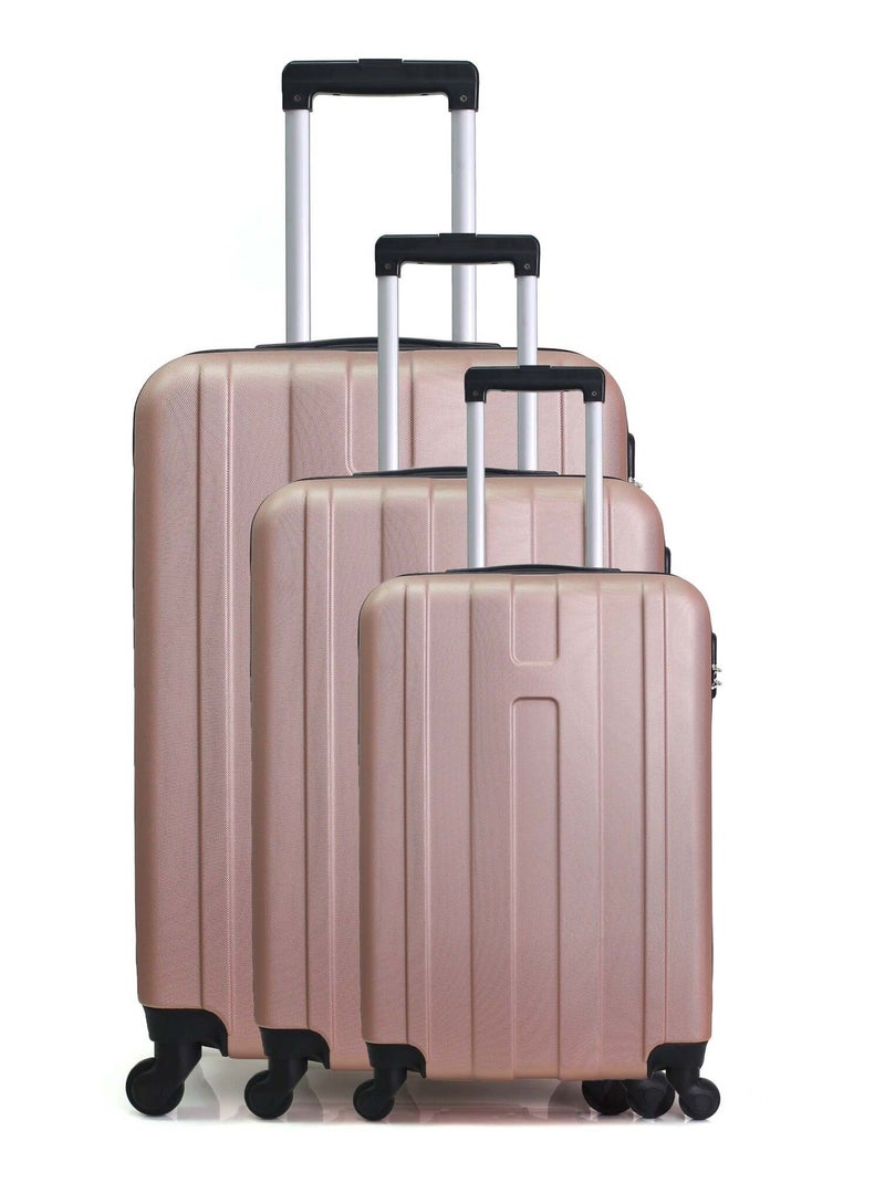 HERO - Set de 3 Valises ATLANTA 75 cm 4 Roues Rose clair - Kiabi