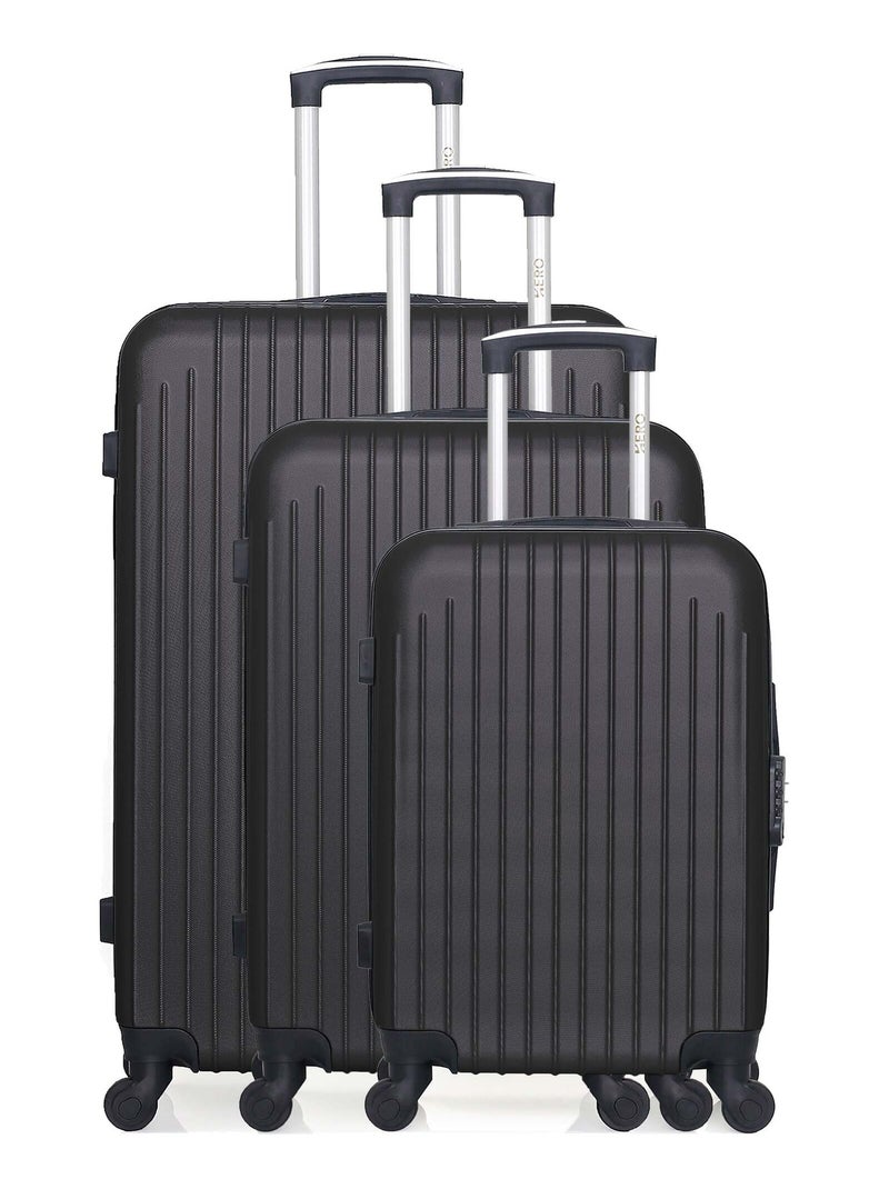 HERO - Set de 3 Valises CARPATES 75 cm 4 Roues Noir - Kiabi
