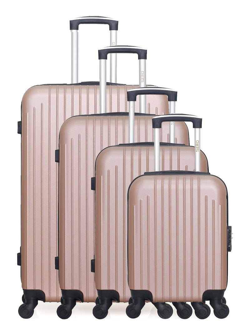 HERO - Set de 4 Valises CARPATES-M 75 cm 4 Roues Rose clair - Kiabi