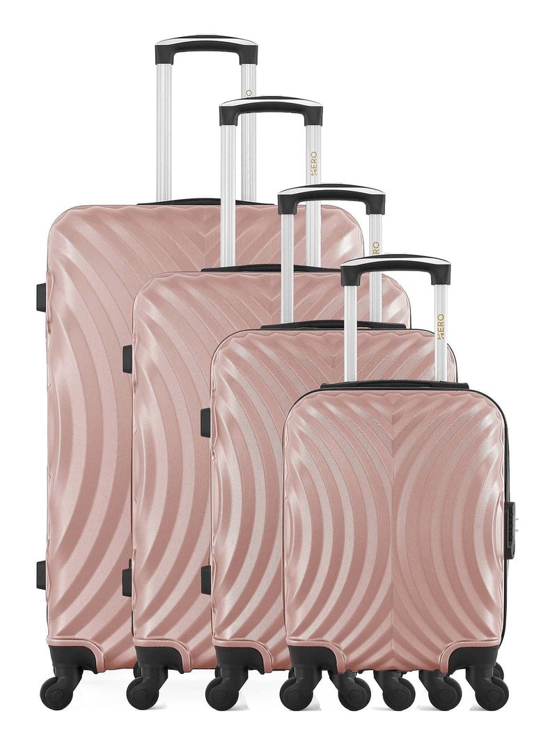 HERO - Set de 4 Valises LAGOS-M 75 cm 4 Roues Rose clair - Kiabi